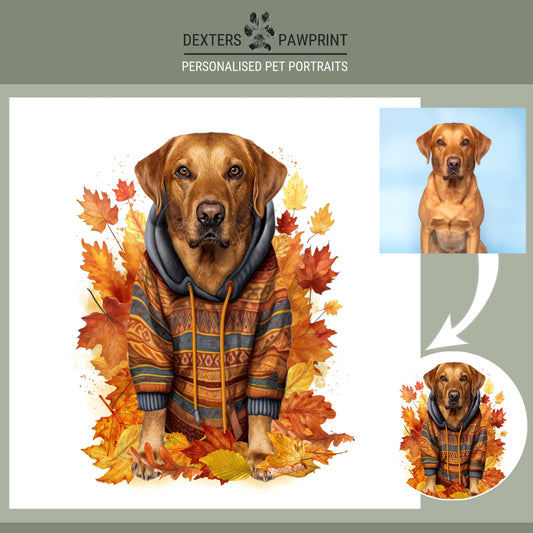 Autumn Pet Edit - Fall in Love - Personalised Pet Portrait