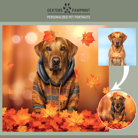 Autumn Pet Edit - Falling Leaves - Personalised Pet Portrait