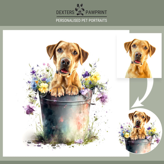 Custom Pet Edit - Buckets of Love - Personalised Pet Portrait