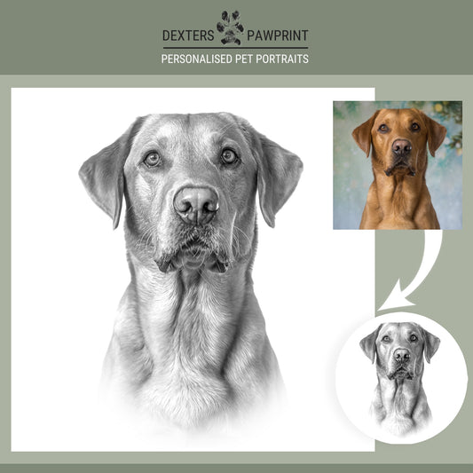 Custom Pet Edit - Black and White Pencil Faded - Personalised Pet Portrait