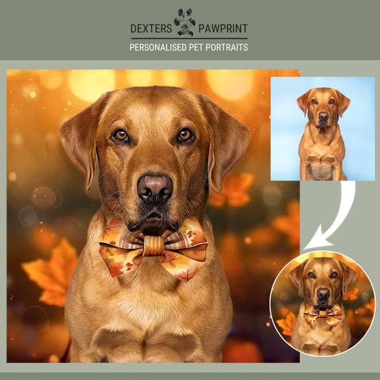 Autumn Pet Edit - Bow tie Bokeh - Personalised Pet Portrait