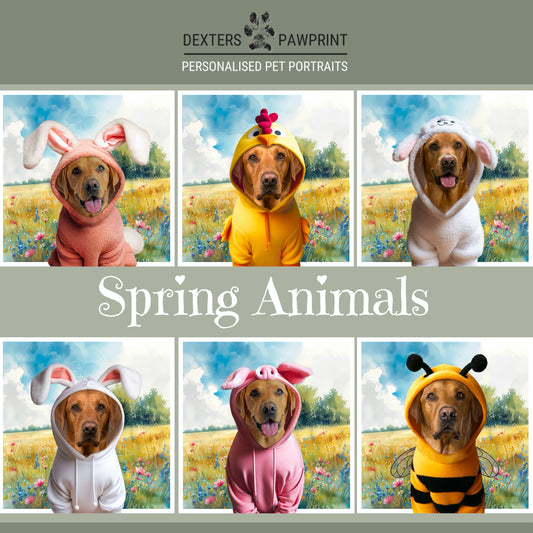 Spring/ Easter Pet Edit - Spring Animals - Personalised Pet Portrait