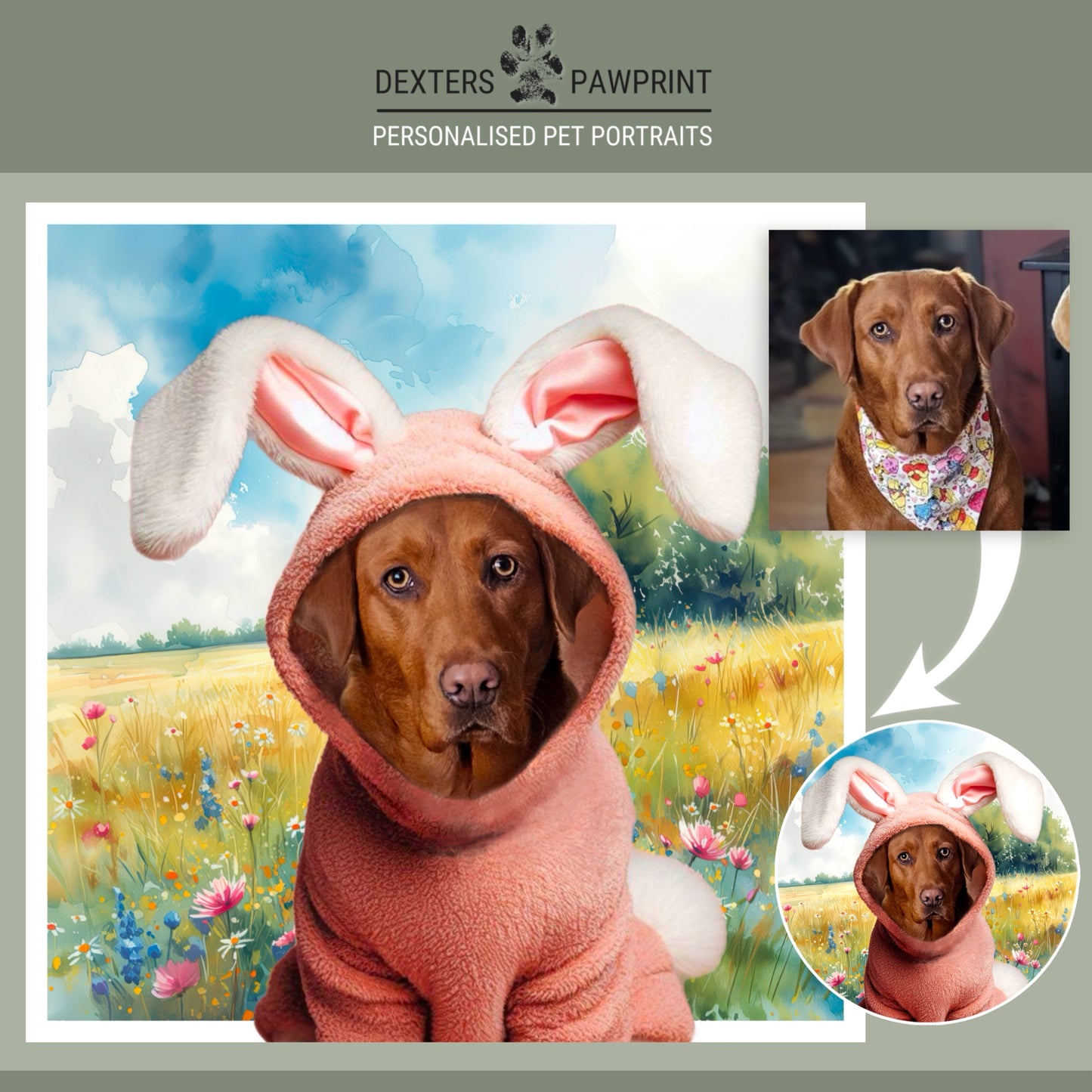 Spring/ Easter Pet Edit - Spring Animals - Personalised Pet Portrait