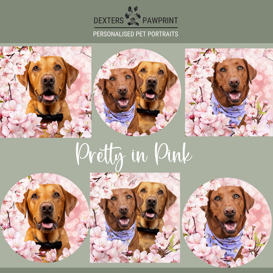 Spring/ Easter Pet Edit - Pretty in Pink - Personalised Pet Portrait