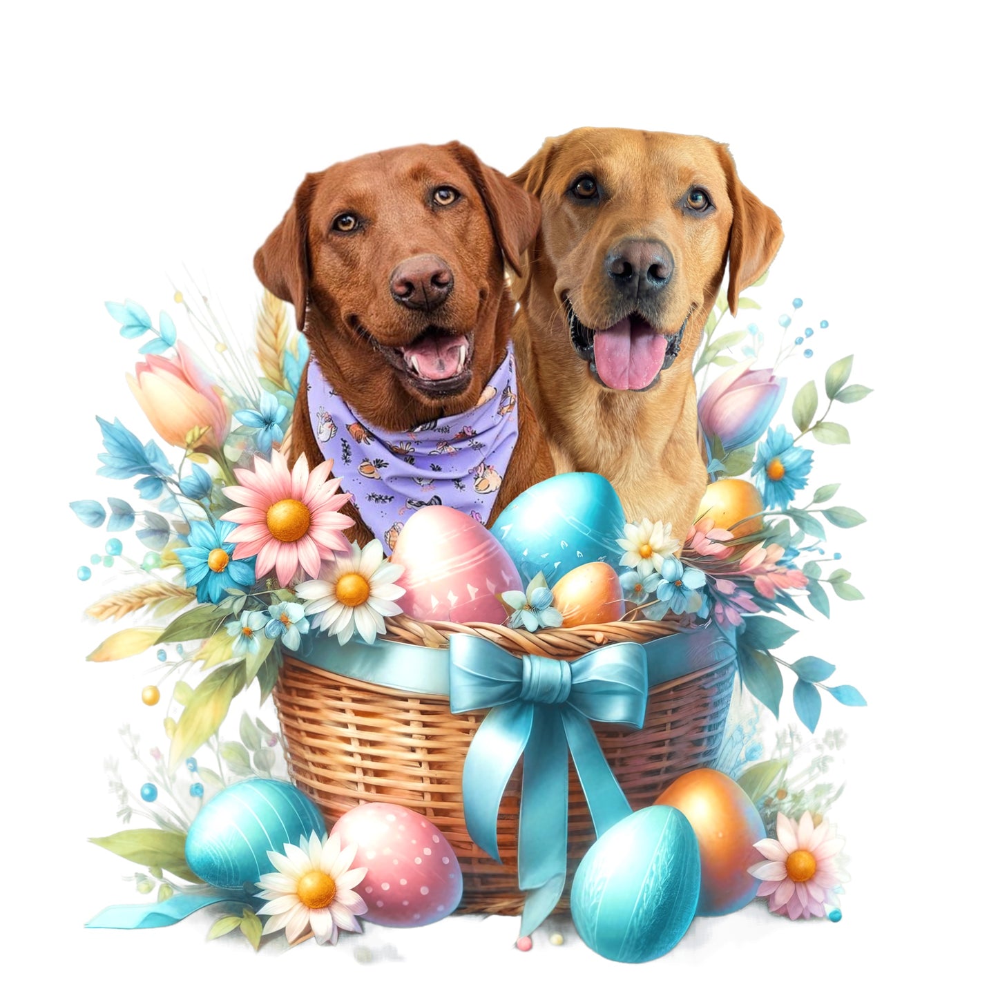 Easter Pet Edit - Easter Basket and Wreath - Personalised Pet Portrait