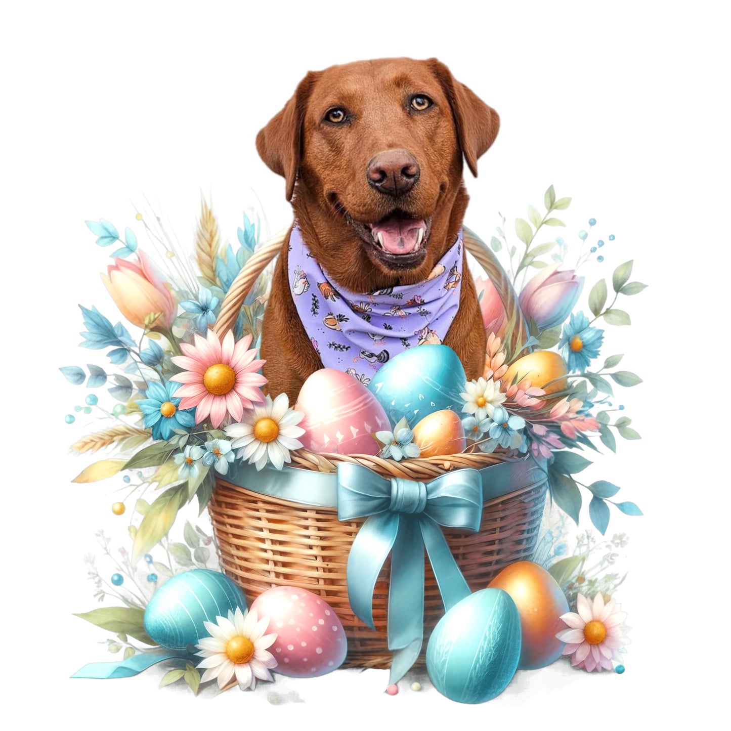 Easter Pet Edit - Easter Basket and Wreath - Personalised Pet Portrait